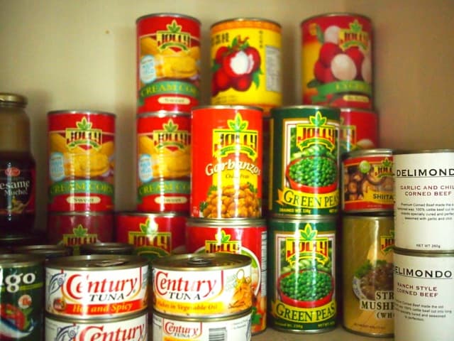 Canned foods and fruits for sale